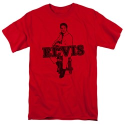 Elvis - Jamming Adult T-Shirt In Red