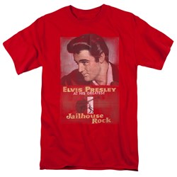 Elvis - Jailhouse Rock Poster Adult T-Shirt In Red