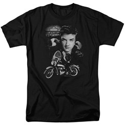 Elvis - The King Rides Again Adult T-Shirt In Black