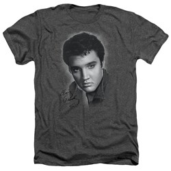 Elvis Presley - Mens Grey Portrait T-Shirt In Charcoal