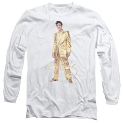 Elvis Presley - Mens Gold Lame Suit Long Sleeve Shirt In White