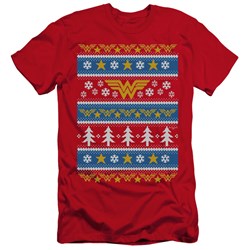 Wonder Woman - Mens Wonder Woman Christmas Sweater Premium Slim Fit T-Shirt