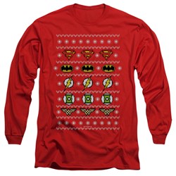 Jla - Mens Justice Shields Christmas Sweater Long Sleeve T-Shirt