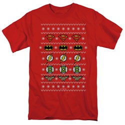 Jla - Mens Justice Shields Christmas Sweater T-Shirt