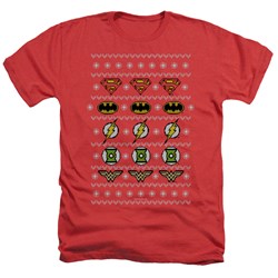 Jla - Mens Justice Shields Christmas Sweater Heather T-Shirt