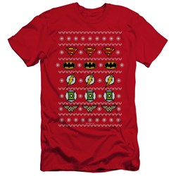 Jla - Mens Justice Shields Christmas Sweater Premium Slim Fit T-Shirt