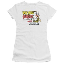 Sunday Funnies - Work Sucks Juniors T-Shirt In White