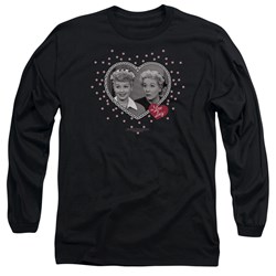 I Love Lucy - Mens Hearts And Dots Long Sleeve Shirt In Black