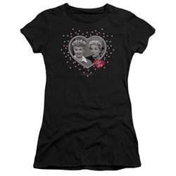 I Love Lucy - Hearts And Dots Juniors T-Shirt In Black