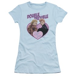 I Love Lucy - Double Trouble Juniors T-Shirt In Light Blue