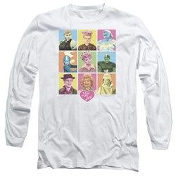 I Love Lucy - Mens So Many Faces Long Sleeve Shirt In White