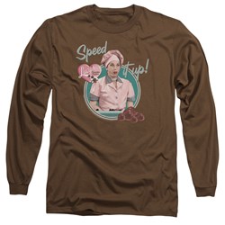 I Love Lucy - Mens Speed It Up Long Sleeve Shirt In Coffee