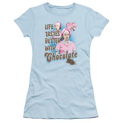 I Love Lucy - Better With Chocolate Juniors T-Shirt In Light Blue