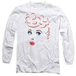 I Love Lucy - Mens Lines Face Long Sleeve Shirt In White