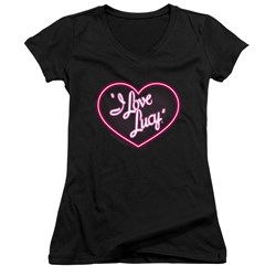 I Love Lucy - Juniors Neon Logo V-Neck T-Shirt