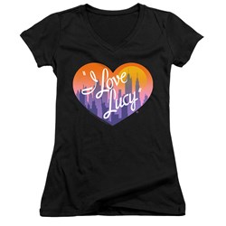 I Love Lucy - Juniors Heart Of The City V-Neck T-Shirt