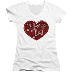 I Love Lucy - Juniors Red Glitter 75 V-Neck T-Shirt