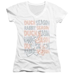 Looney Tunes - Juniors Duck Season Rabbit Season V-Neck T-Shirt