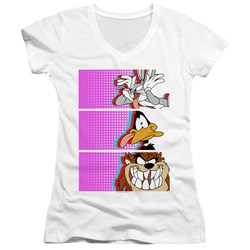Looney Tunes - Juniors Tiles V-Neck T-Shirt
