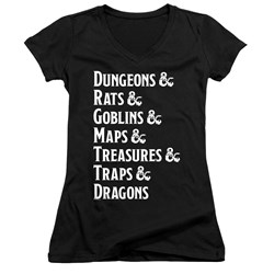 Dungeons And Dragons - Juniors Dungeon List V-Neck T-Shirt