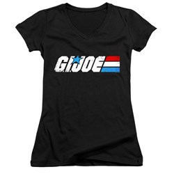 G.I. Joe - Juniors Distressed Logo V-Neck T-Shirt