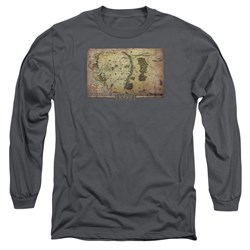 The Hobbit - Mens Middle Earth Map Long Sleeve Shirt In Charcoal