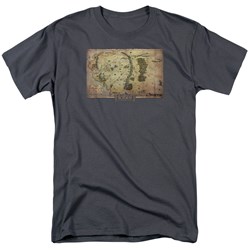 The Hobbit - Mens Middle Earth Map T-Shirt In Charcoal