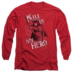 The Hobbit - Mens Kili Is My Hero Long Sleeve Shirt In Red