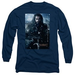 The Hobbit - Mens Thorin Poster Long Sleeve Shirt In Navy