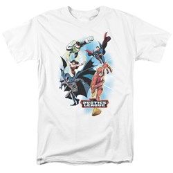 Justice League - At Your Service Adult T-Shirt In White