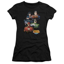 Justice League - Group Portrait Juniors T-Shirt In Black