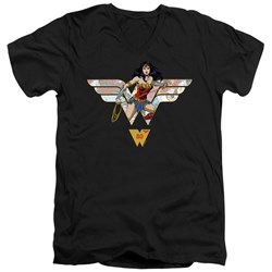 Wonder Woman - Mens Ww 80Th Collage Logo V-Neck T-Shirt