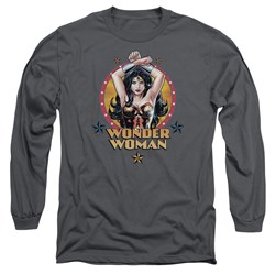 Justice League, The - Mens Powerful Woman Long Sleeve Shirt In Charcoal