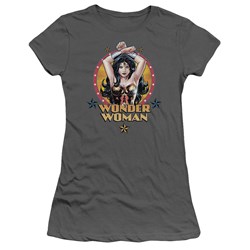 Justice League - Powerful Woman Juniors T-Shirt In Charcoal