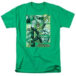 Justice League - Green Lantern Panels Adult T-Shirt In Kelly Green