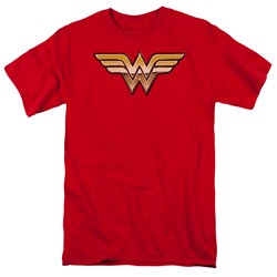 Justice League - Golden Adult T-Shirt In Red
