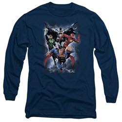 Justice League, The - Mens The Coming Storm Long Sleeve Shirt In Navy