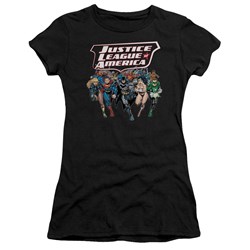 Justice League - Charging Justice Juniors T-Shirt In Black