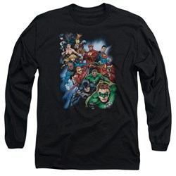 Justice League, The - Mens Heroes Unite Long Sleeve Shirt In Black