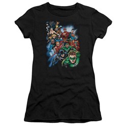 Justice League - Heroes Unite Juniors T-Shirt In Black