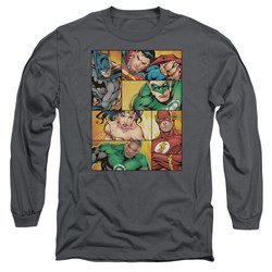 Justice League, The - Mens Hero Boxes Long Sleeve Shirt In Charcoal