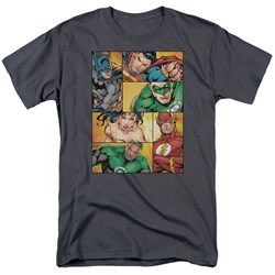 Justice League - Hero Boxes Adult T-Shirt In Charcoal