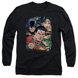 Justice League, The - Mens Up Close And Personal Long Sleeve Shirt In Black