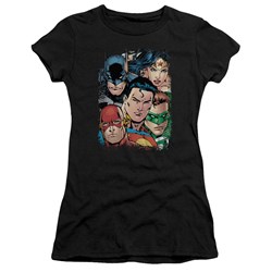 Justice League - Up Close And Personal Juniors T-Shirt In Black