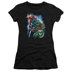 Justice League - Heroes Unite Juniors T-Shirt In Black