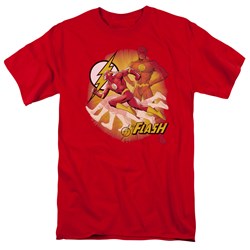 Justice League - Lighting Fast Adult T-Shirt In Red