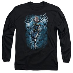 Justice League, The - Mens Black Lightning Bolts Long Sleeve Shirt In Black