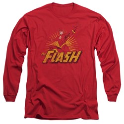 Justice League, The - Mens Flash Rough Distress Long Sleeve Shirt In Red
