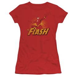 Justice League - Flash Rough Distress Juniors T-Shirt In Red