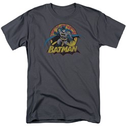 Justice League - Batman Rough Distress Adult T-Shirt In Charcoal